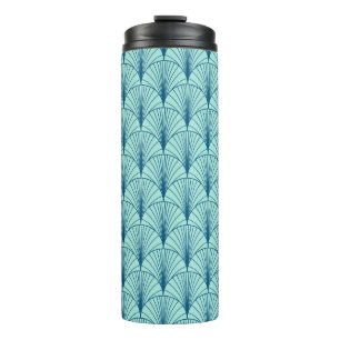 Sea Green Geometric: Fan Pattern. Thermal Tumbler