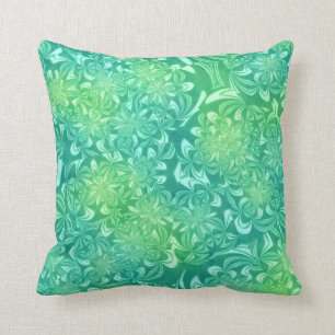 Sea Green Geometric Flowers and Bows Cushion