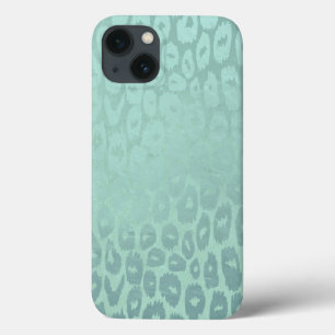Sea Green Glitter Leopard Texture  iPhone 13 Case