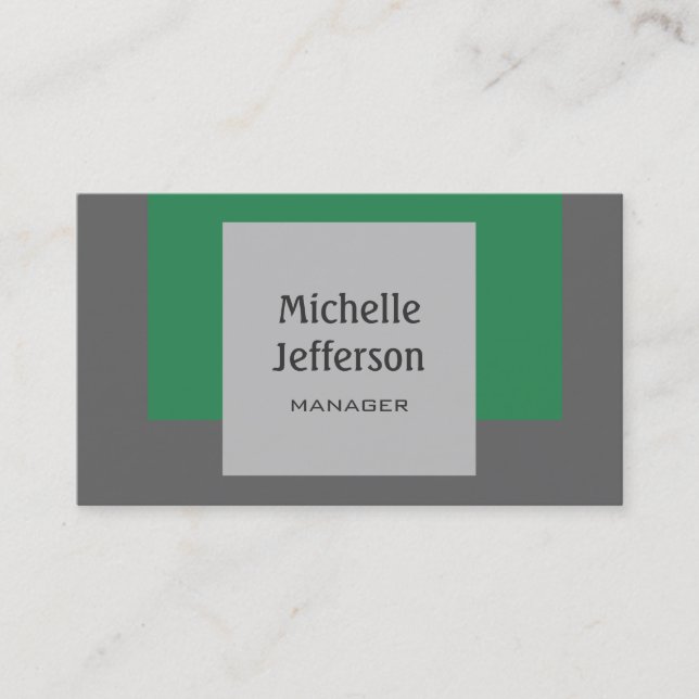 Sea Green Grey Contemporary Business Card (Front)