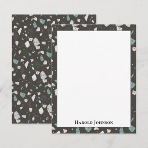 Sea Green Grey Glass Chips Terrazzo Pattern Frame Card