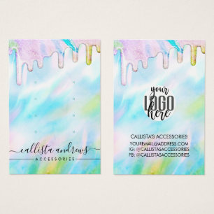 Sea Green Holographic Glitter Drips Logo Earring