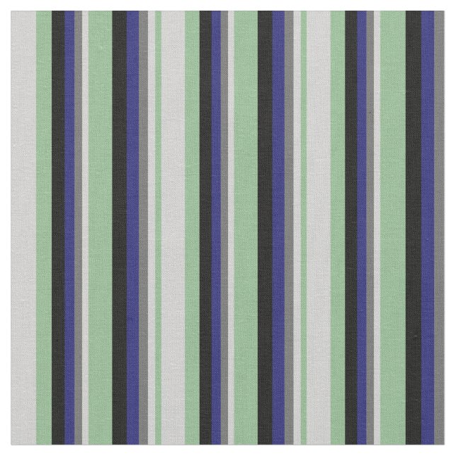 Sea Green, Light Grey, Dim Grey, Blue & Black Fabric (Close Up)