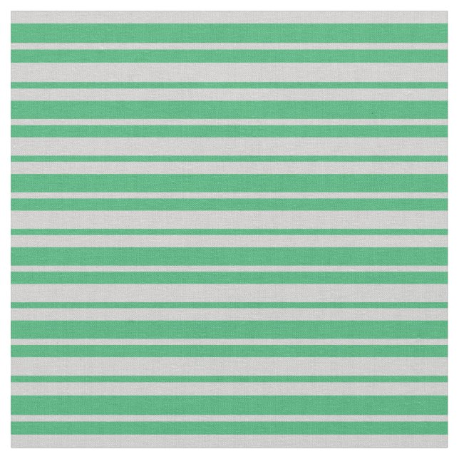 Sea Green & Light Grey Stripes/Lines Pattern Fabric (Close Up)