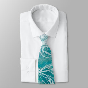 Sea green marble butterflies tie