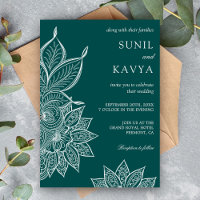 Sea Green Mehendi Henna Indian Wedding Invitation