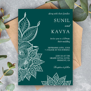 Sea Green Mehendi Henna Indian Wedding Invitation