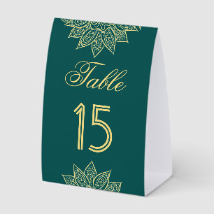 Sea Green Mehendi Indian Wedding Table Number