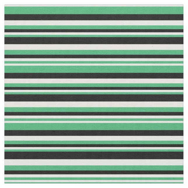 Sea Green, Mint Cream, and Black Pattern Fabric (Close Up)