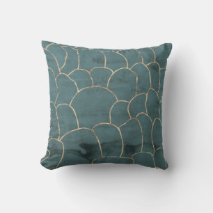 Sea Green Modern Marble Gold Foil Gemstone Cushion