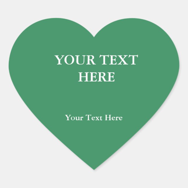 Sea Green Plain Elegant Modern Minimalist Heart Sticker (Front)
