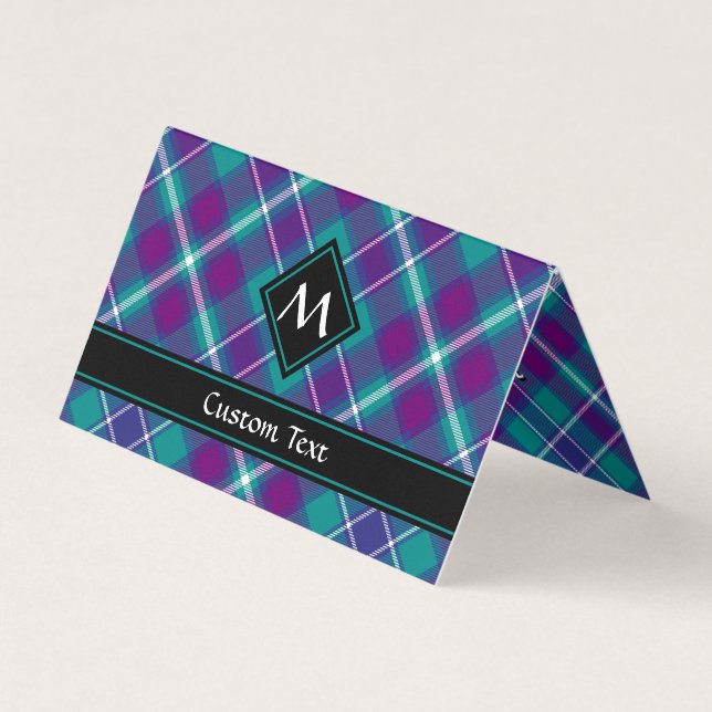 Sea Green, Purple and Blue Tartan Business Card (Front)