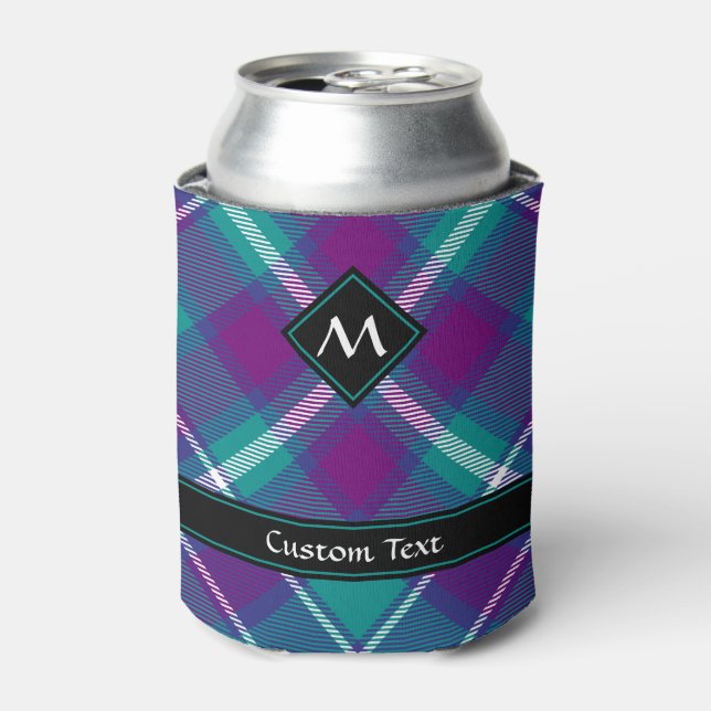 Sea Green, Purple and Blue Tartan Can Cooler (Can Front)