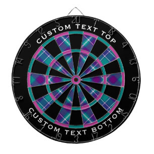 Sea Green, Purple and Blue Tartan Dartboard