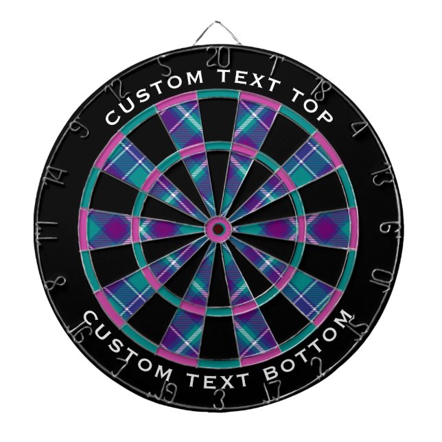 Sea Green, Purple and Blue Tartan Dartboard (Front)