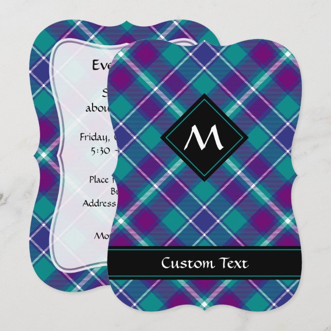 Sea Green, Purple and Blue Tartan Invitation (Front/Back)