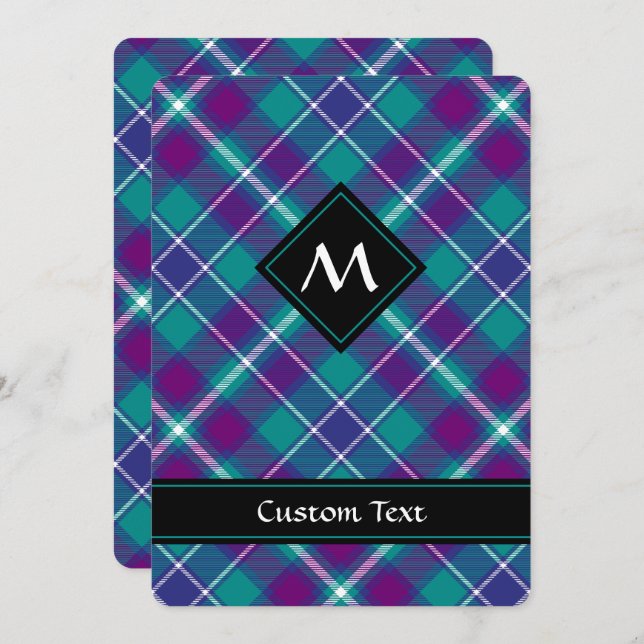 Sea Green, Purple and Blue Tartan Invitation (Front/Back)