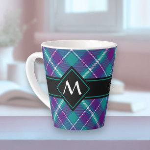 Sea Green, Purple and Blue Tartan Latte Mug
