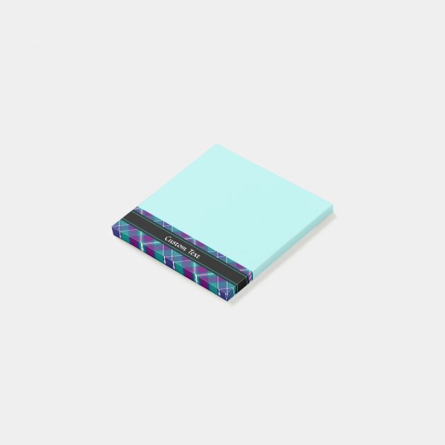 Sea Green, Purple and Blue Tartan Post-it Notes (Angled)