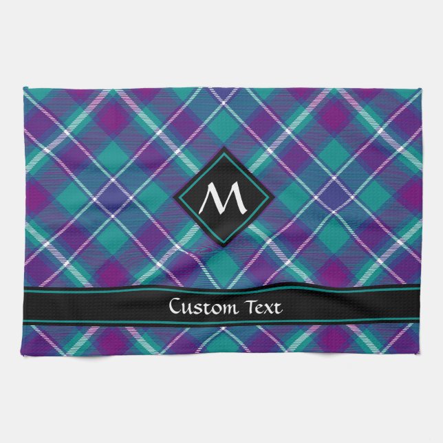 Sea Green, Purple and Blue Tartan Tea Towel (Horizontal)