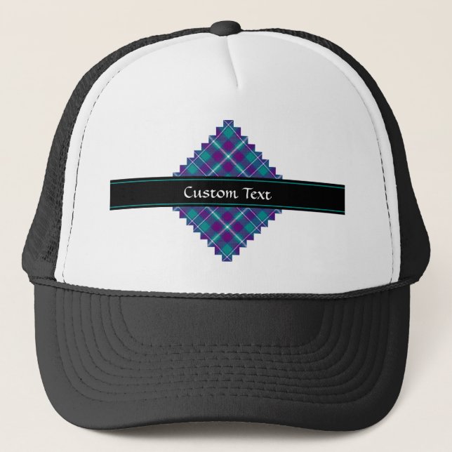 Sea Green, Purple and Blue Tartan Trucker Hat (Front)