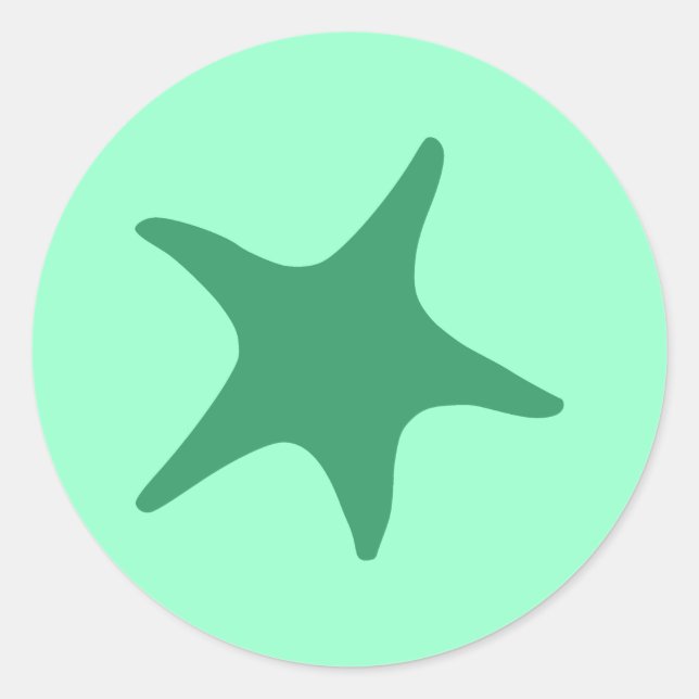 Sea Green Starfish Classic Round Sticker (Front)