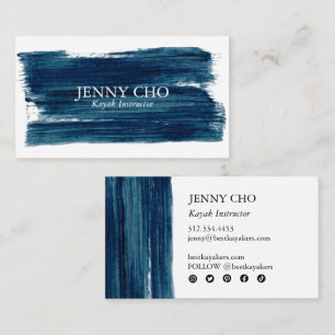 Sea Green Teal Blue Paint Stripe Brushstroke Bold  Business Card