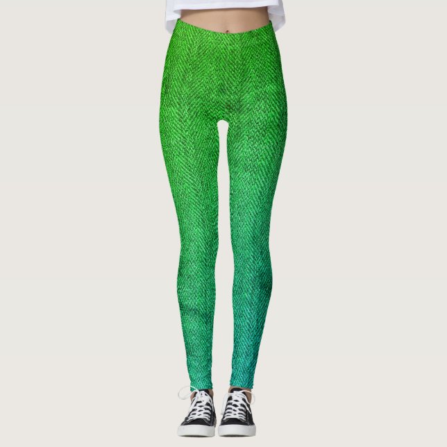 Sea Green Tweed Textured Image Leggings (Front)