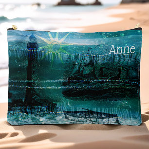 Sea Green Vintage Nautical Accessory Pouch