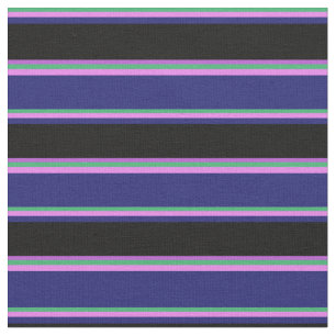 Sea Green, Violet, Midnight Blue, Black & Orchid Fabric