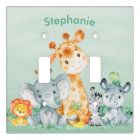 Sea Green Watercolor Cute Safari Jungle Animals