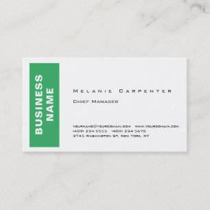 Sea Green White Minimalist Modern Plain Business Card