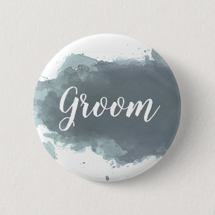 Sea-Grey Watercolor - Groom Custom Text Button