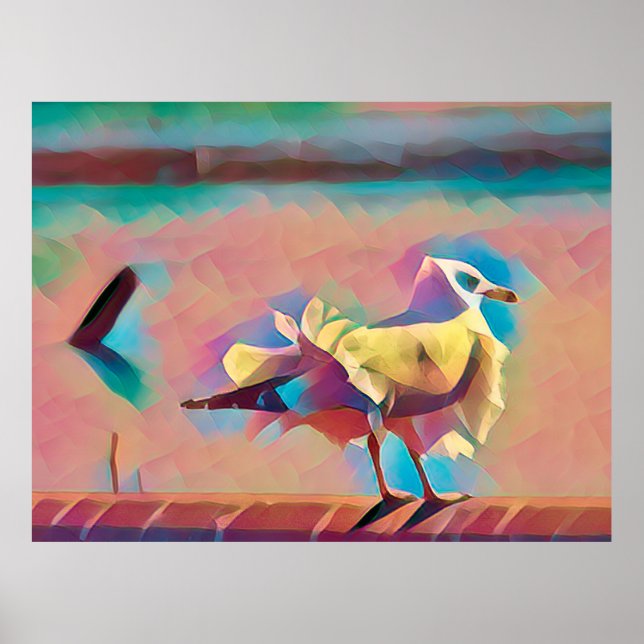 Sea Gull Art. Greetings Poster (Front)