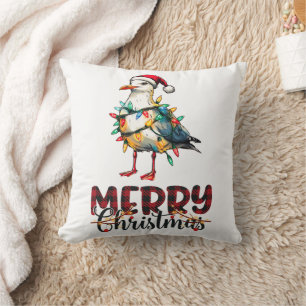 Sea Gull Seagull Sea Bird Christmas Hat Xmas Cushion