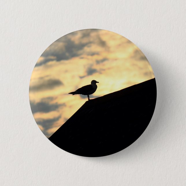 Sea Gull Sunset 6 Cm Round Badge (Front)