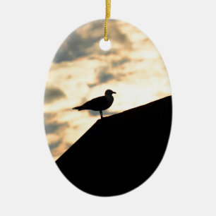 Sea Gull Sunset Ceramic Ornament