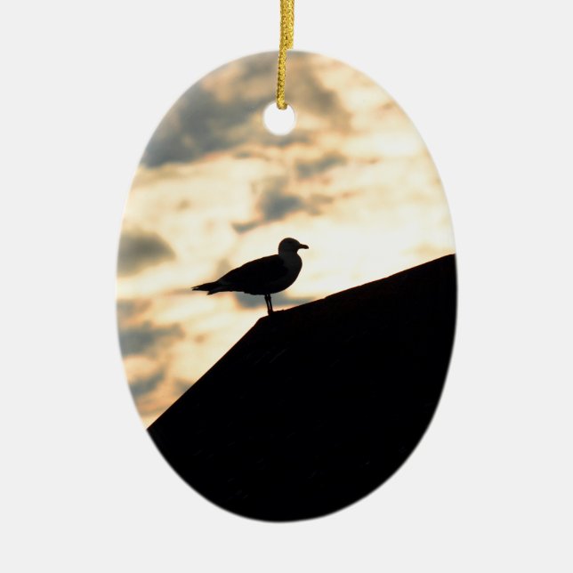 Sea Gull Sunset Ceramic Ornament (Front)