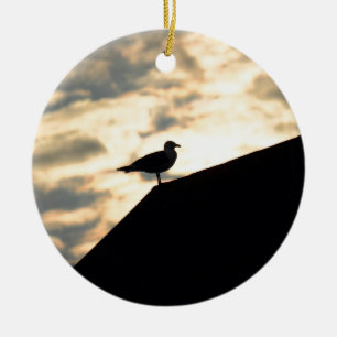 Sea Gull Sunset Ceramic Ornament