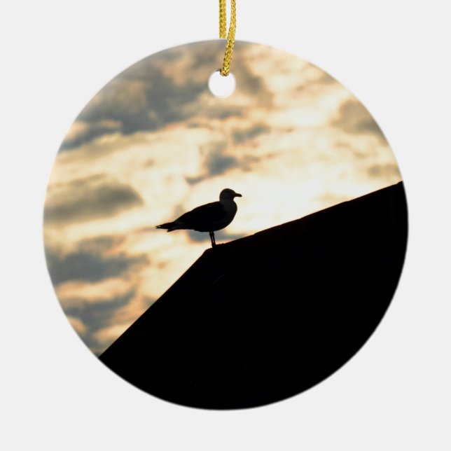 Sea Gull Sunset Ceramic Ornament (Front)