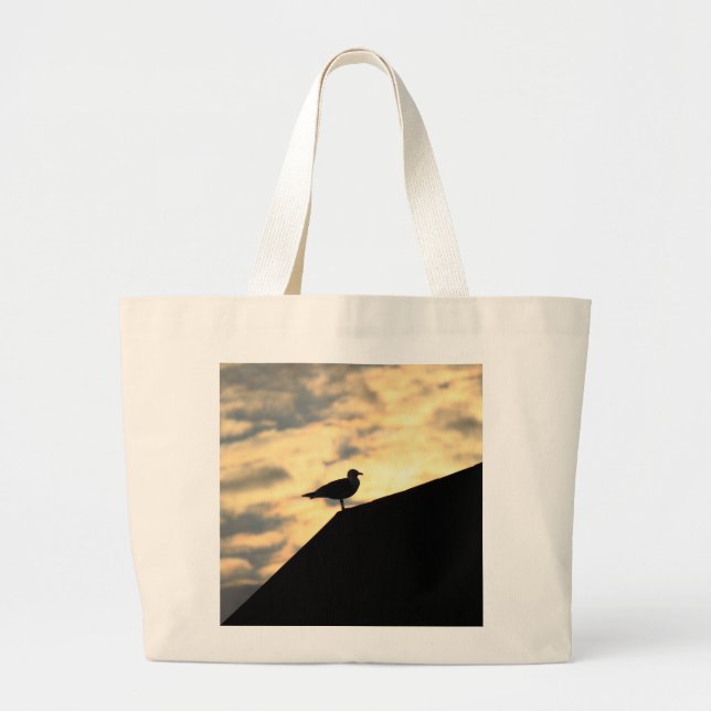 Sea Gull Sunset Large Tote Bag (Front)