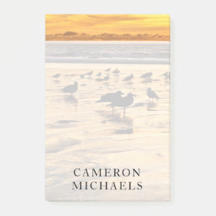 Sea Gulls On Beach At Sunset Post-it Notes