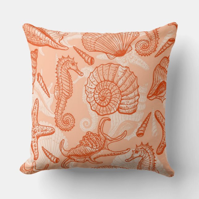 Sea hand drawn pattern cushion (Front)