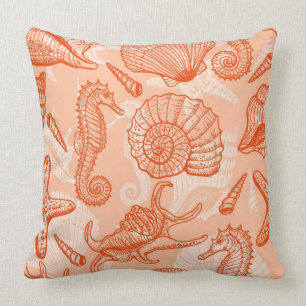 Sea hand drawn pattern cushion