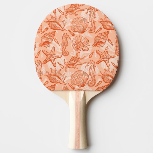 Sea hand drawn pattern ping pong paddle (Front)