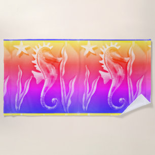 Sea Horse Abstract Art Beach Towel