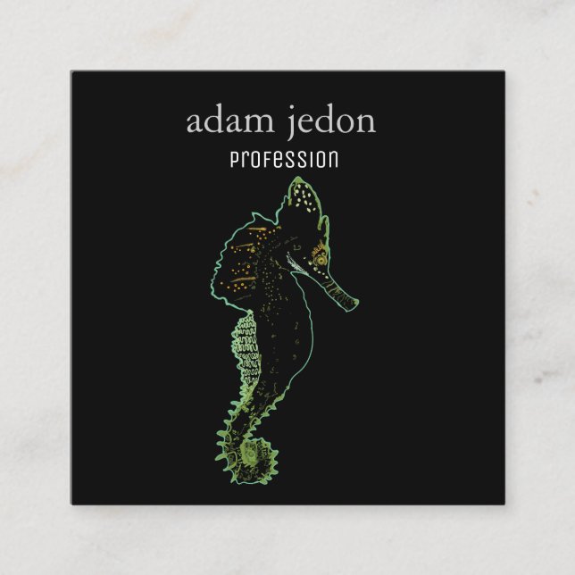 Sea Horse Art Square Business Card (Front)