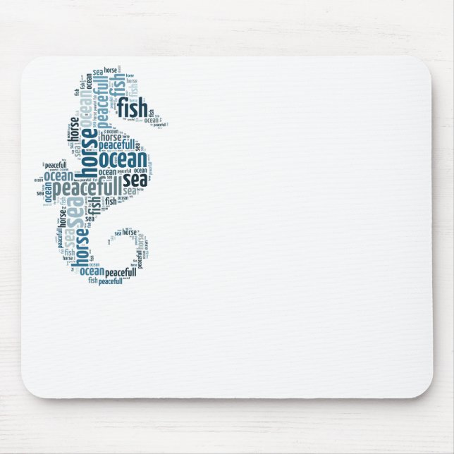 Sea horse as word cloud design mouse pad (Front)