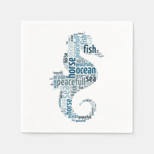 Sea horse as word cloud design napkin