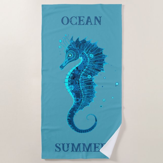 SEA HORSE B BEACH TOWEL (Front)